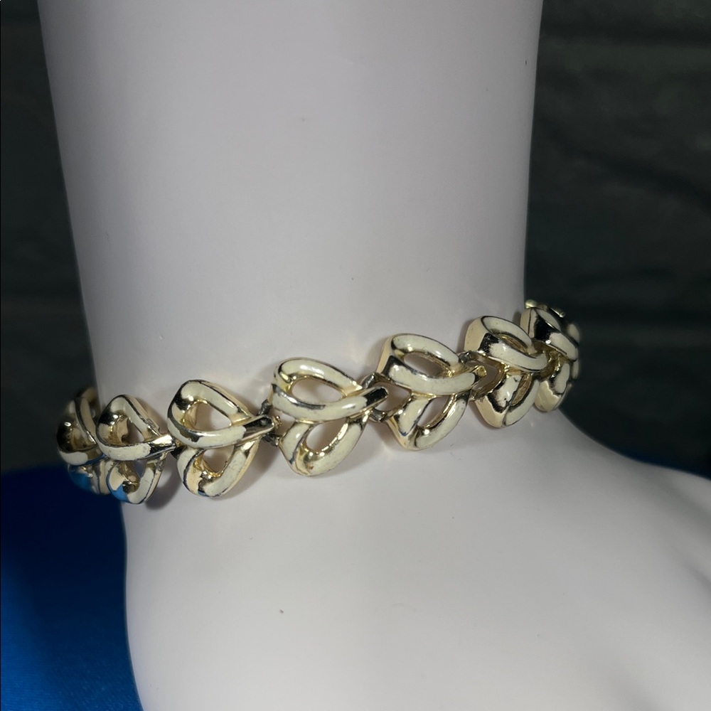 Coro Gold Tone Heart Link Bracelet